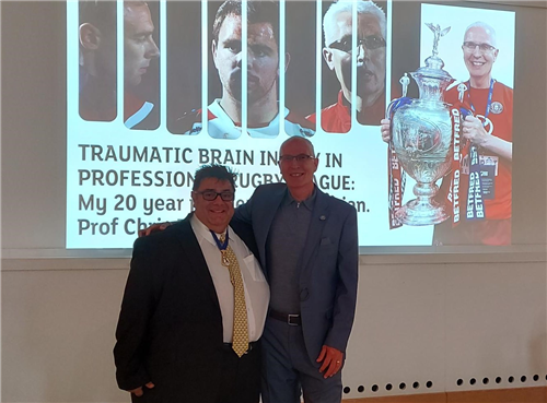 Professor Stavros Stivaros (President 2022-23) with Professor Chris Brookes who gave the John F Wilkinson Memorial Lecture on 13th September 2023